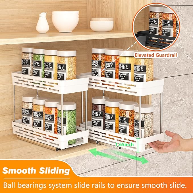 Pull Out Spice Rack Organizer for Cabinet, 3 Packs Slide Out Spice Racks - Image 5
