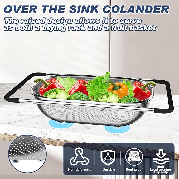 Over the Sink Colander, Expandable Strainers and Colanders - Image 2
