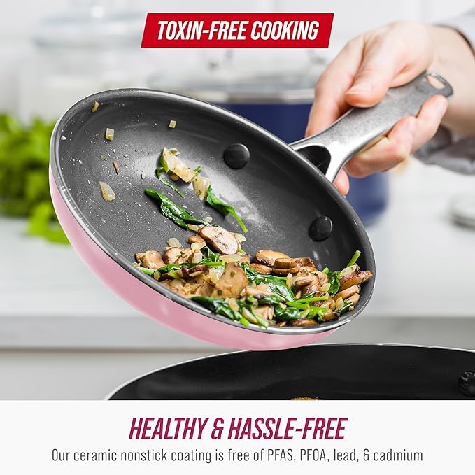 Blue Diamond 8" Nonstick Frying Pan Skillet, Ceramic Diamond Infused PFAS-Free - Image 5