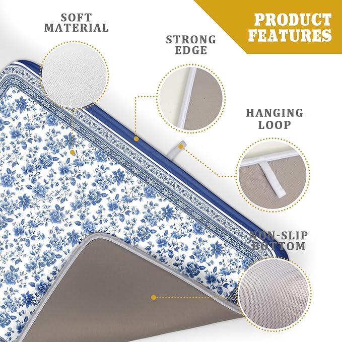 Blue Floral Branches Dish Drying Mat - Image 4