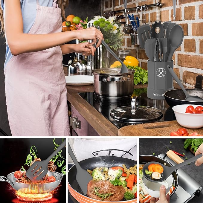 Silicone Kitchen Utensils Set, 16-Piece Silicone Cooking Utensils by Deedro - Image 4