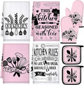 Leinuosen 8 Pcs Kitchen Towels and Oven Mitts Sets Pot Holders Dishcloths Set by Leinuosen