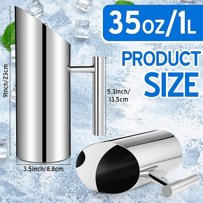 Funnymoom 3 Pack 35oz/1l Stainless Steel Water Pitcher Modern Metal Pitcher - Image 2