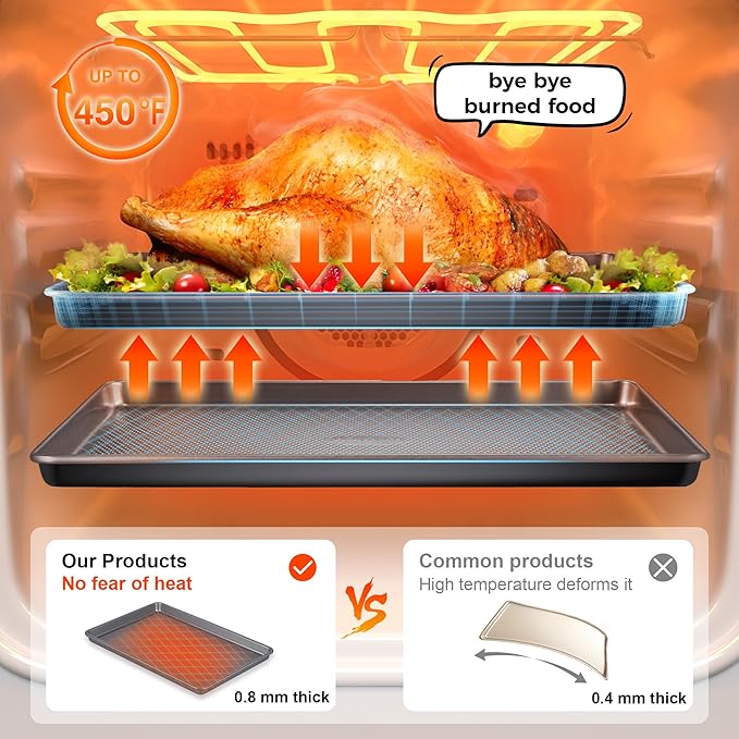 HONGBAKE 3 Pack Nonstick Ceramic Baking Sheet Pan Set - Image 9