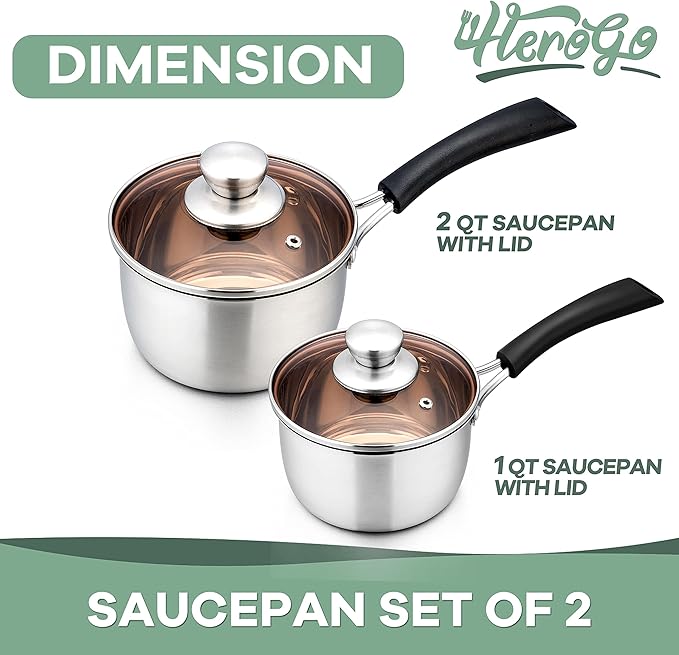 Herogo 1 Quart & 2 Quart Saucepan Set - Image 2