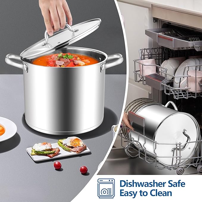E-far 12 Quart Cooking Stock Pot, Large Stainless Steel Pot - Image 7