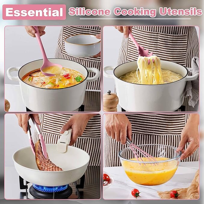 LIANYU 14 Pcs Kitchen Utensils Set, Silicone Cooking Utensils Spatula Set - Image 5