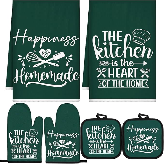Sratte 6 Pcs Kitchen Decor Accessories Set Farmhouse Towels Pot Holders Oven by Sratte