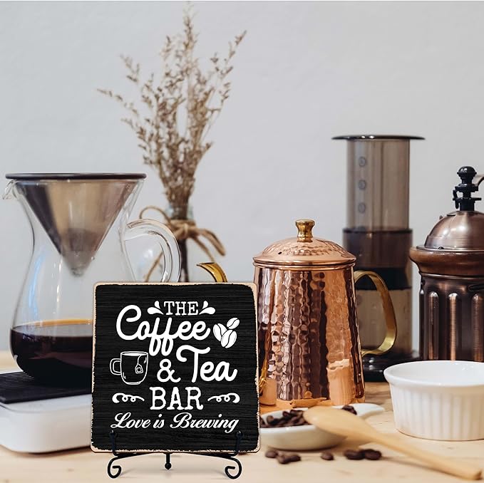 Coffee Bar Sign, Love is Brewing Farmhouse Tabletop Decor, Coffee and Tea Lover - Image 7