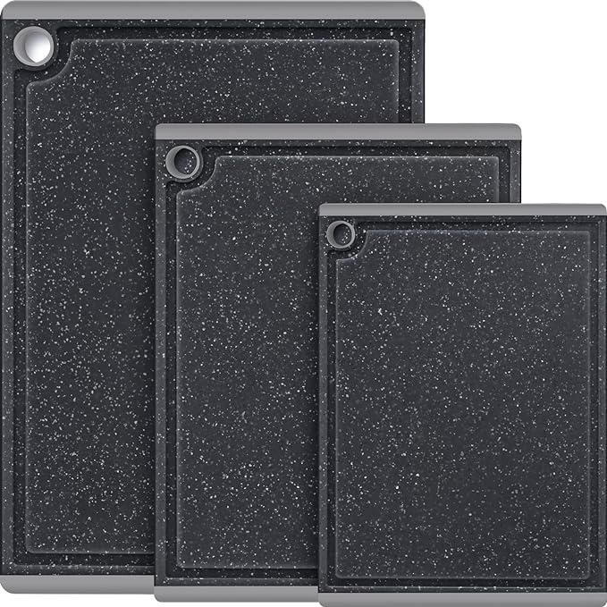 Kikcoin Plastic Cutting Boards for Kitchen, 3-Piece Large Cutting Board Set by Kikcoin
