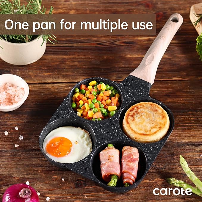 CAROTE Egg Pan Omelette Pan, 4-Cup Nonstick Granite Omelette Skillet - Image 6