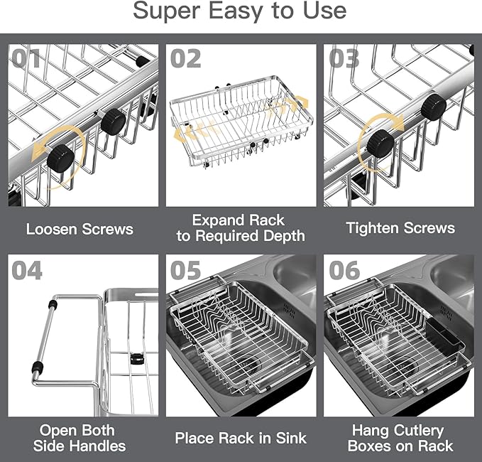MAJALiS Dish Drying Rack Over The Sink, Expandable Stainless Steel Dish Drainer - Image 10