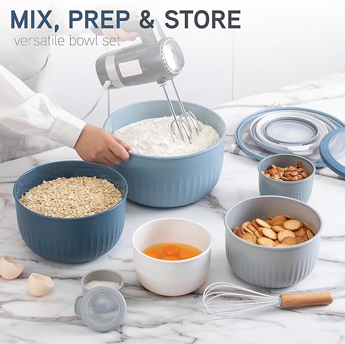 COOK WITH COLOR Prep Bowls with Lids- Wide and Deep Nesting Plastic Small - Image 2