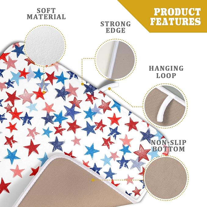 4th of July Dish Drying Mat for Kitchen Counter Patriotic Holiday Microfiber - Image 4