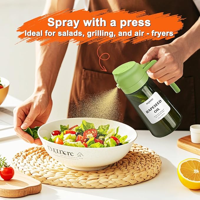 mqnxoi Oil Sprayer for Cooking, 2 in 1 Olive Oil Dispenser Bottle for Kitchen - Image 6