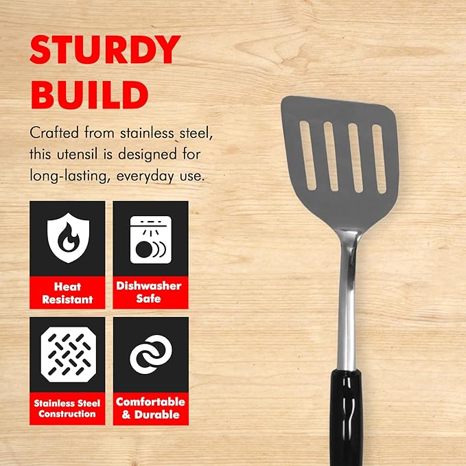 Chef Craft Heavy Duty Turner/Spatula, 13.5 Inch, Stainless Steel - Image 2