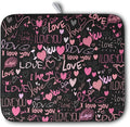 Mother's Day Dish Drying Mat for Kitchen Counter Love Heart Black Drying Mats by Kwlegh