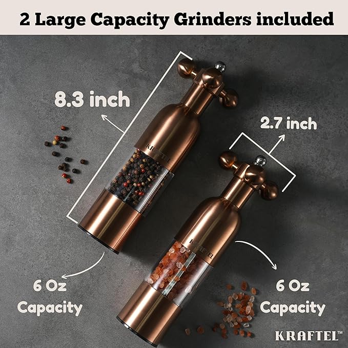Premium 8" Salt and Pepper Grinder 2PK. Large Peppermill - Image 2