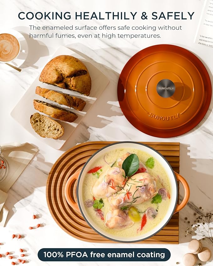 Enameled Cast Iron Dutch Oven - 6QT Dutch Oven Pot - Heavy-Duty Non Stick - Image 2