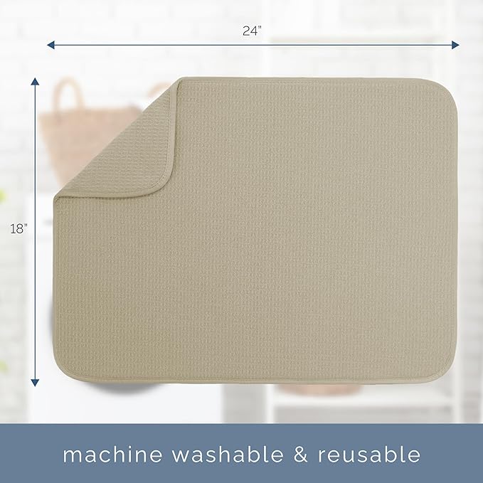 S&T INC. Dish Drying Mat XL, 18” x 24”, Absorbent Microfiber Kitchen Counter Mat - Image 6