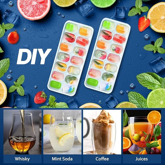 56pcs Ice Cube Tray with Lid and Bin – Stackable 4 Trays Plastic Silicone - Image 7