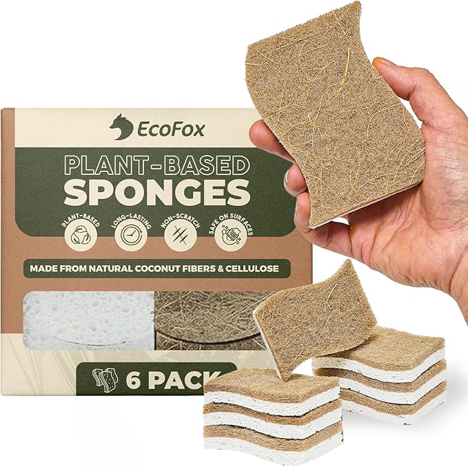 Plant-Based Kitchen Sponges | USDA Biobased Certified | FSC & PETA Approved | by EcoFox