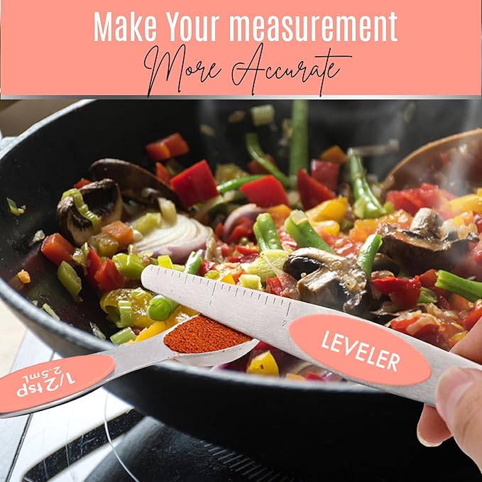 Magnetic Measuring Spoons Set of 9 Stainless Steel Dual-Sided Stackable - Image 9