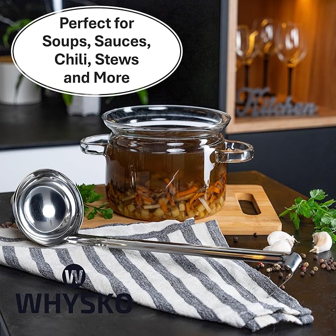 Whysko Soup Ladles Stainless Steel, Rustproof Heat-Resistant Materials - Image 3