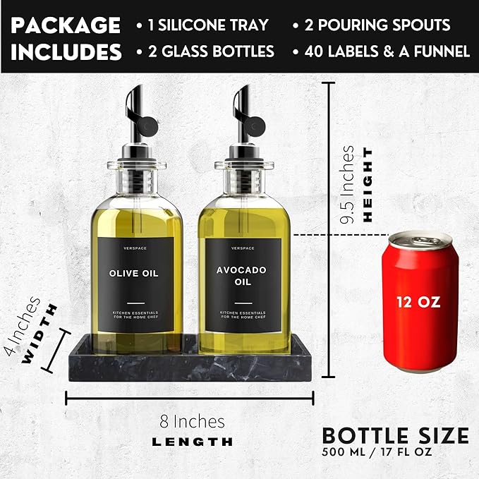 Verspace - Clear Glass Olive Oil Dispenser Bottles - Image 3
