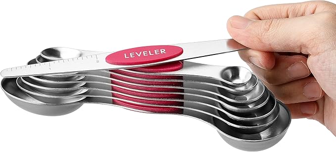 Spring Chef Pink Stainless Steel Magnetic Measuring Spoons Set of 8 - Image 8