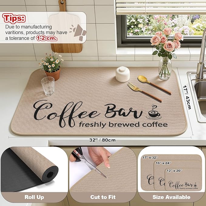 Findosom Dish Drying Mat, Cuttable Drying Mat - Image 2