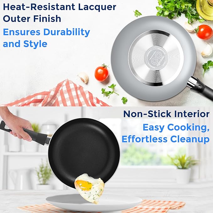 SereneLife Kitchenware Pots & Pans, Basic Kitchen Cookware Set, Heat Resistant - Image 4