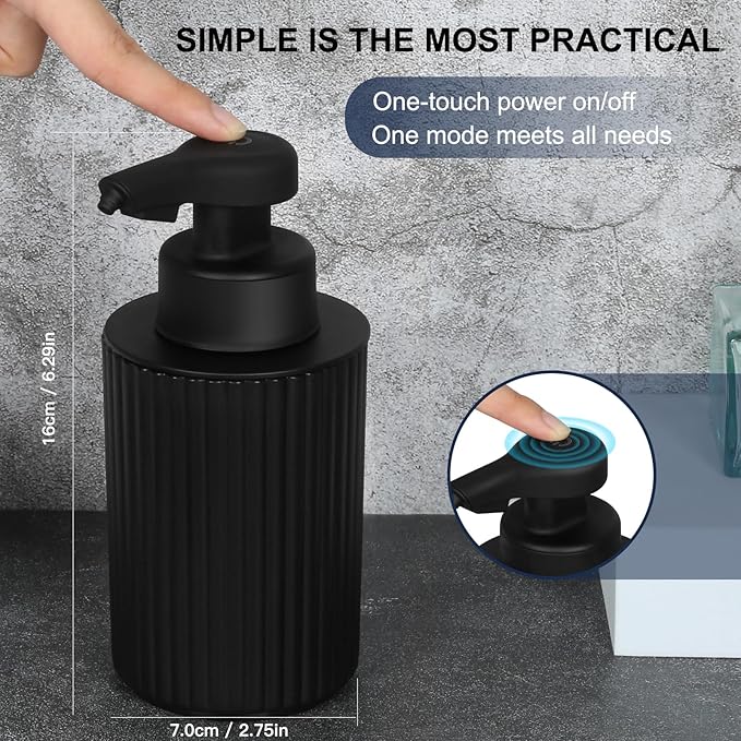 Automatic Soap Dispenser Foaming Touchless: 9oz Black Plastic - Image 4