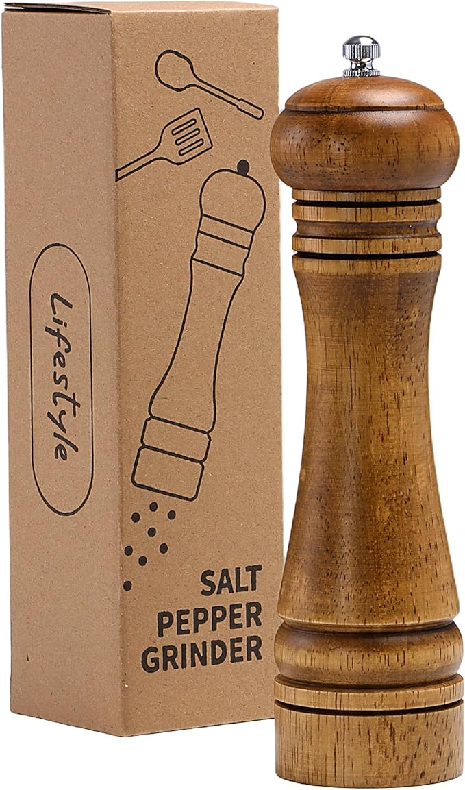 Wood Salt and Pepper Grinder, Salt Grinder and Pepper Mill, Oak Wood Shakers by MJINGMEI