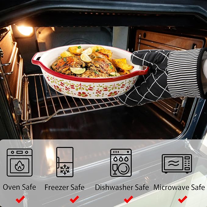 Peohud 3 Pack Ceramic Baking Dishes, 50 Oz Large Casserole Dish - Image 6
