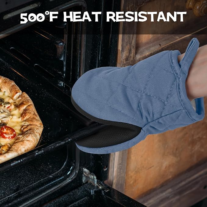 Oven Mitts and Pot Holders Set, Heat Resistant Silicone Kitchen Mini Oven - Image 5