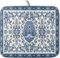 Blue Floral Dish Drying Mat for Kitchen Counter 16x18 Chinoiserie Flower Print by Aytipun