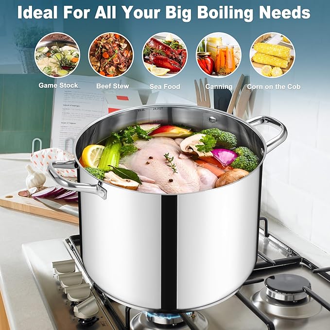 E-far 24-Quart Large Stock Pot, Stainless Steel Stockpot - Image 6