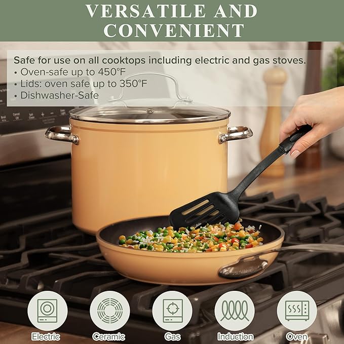 Nuwave Healthy Duralon Blue Ceramic Nonstick Cookware Set, Diamond Infused - Image 3