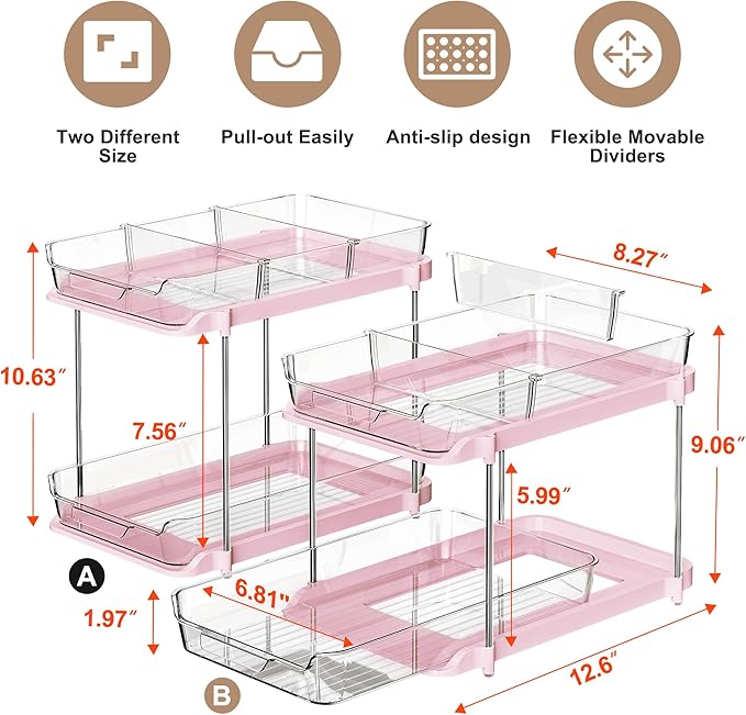 Delamu 2-Tier Multi-Purpose Bathroom Under Sink Organizers and Storage - Image 2