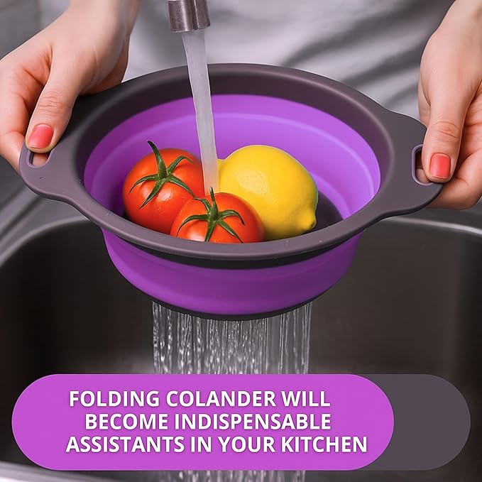 Purple Foldable Food Strainer for Kitchen - Image 5