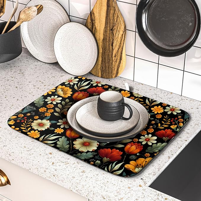 Vintage Boho Floral Dish Drying Mat - Image 5