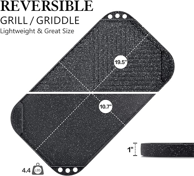 SENSARTE Nonstick Griddle Grill Pan, Pro-Grid Reversible Grill & Griddle Pan - Image 5