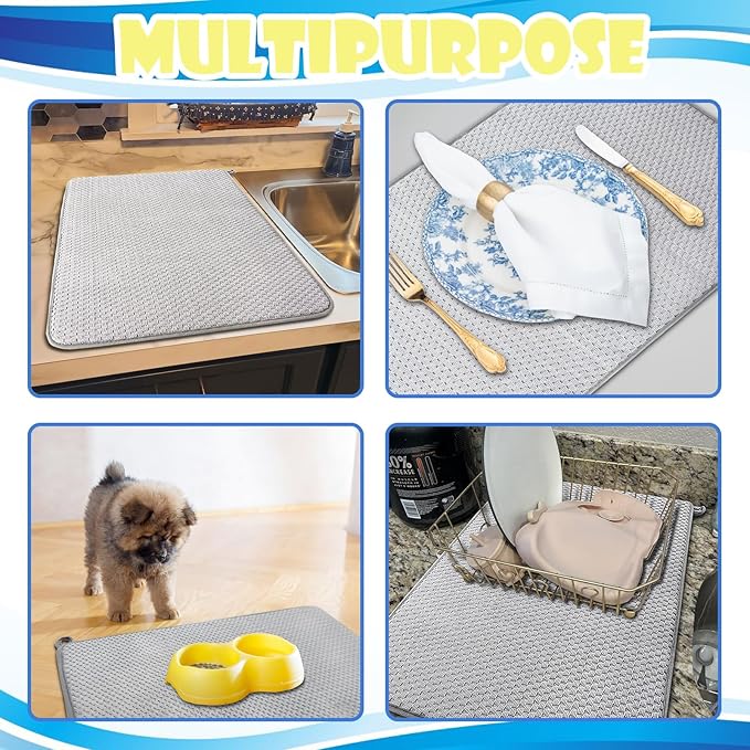 3 Pack Microfiber Dish Drying Mat, 24 x 17 inch Super Absorbent Drying Pad - Image 7