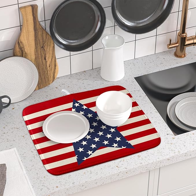 Blue Star Patriotic July of 4th Dish Drying Mat - Image 6