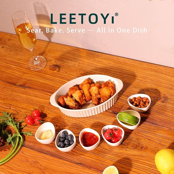 LEETOYI Porcelain Small Oval Au Gratin Pans, Baking Dish Set - Image 2
