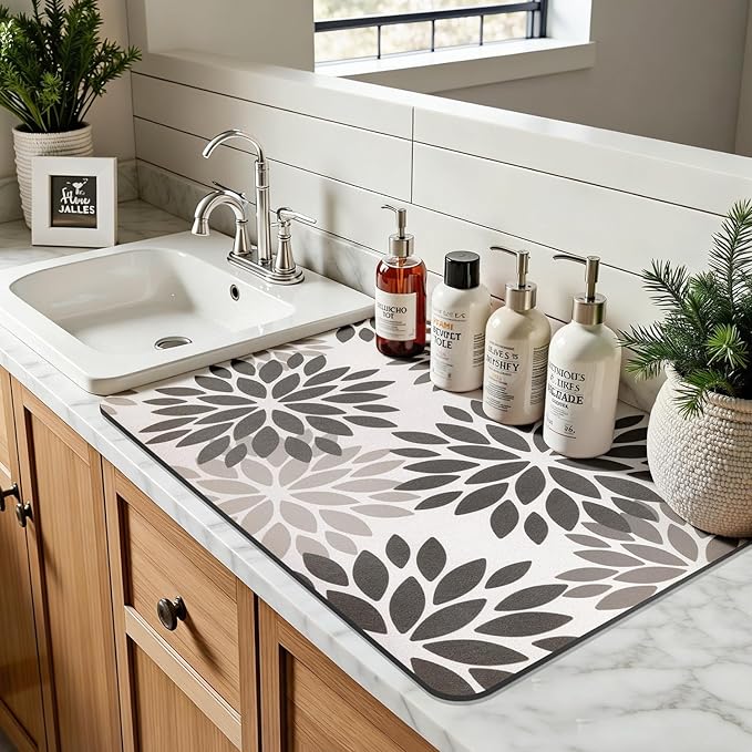 Findosom Floral Dish Drying Mat, Cuttable Drying Mat - Image 7
