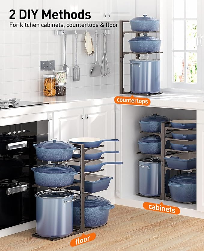 ORDORA Pots and Pans Organizer under Cabinet, 20.8" Height Heavy Duty 120LBS - Image 5