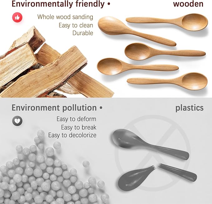 7 PCS Small Wooden Spoons, 5.8 Inch Honey Spoons - Image 4