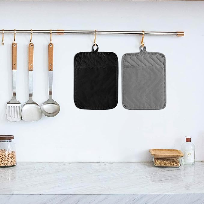 GROBRO7 5Pack Pot Holders for Kitchen Heat Resistant Cotton Potholder - Image 4